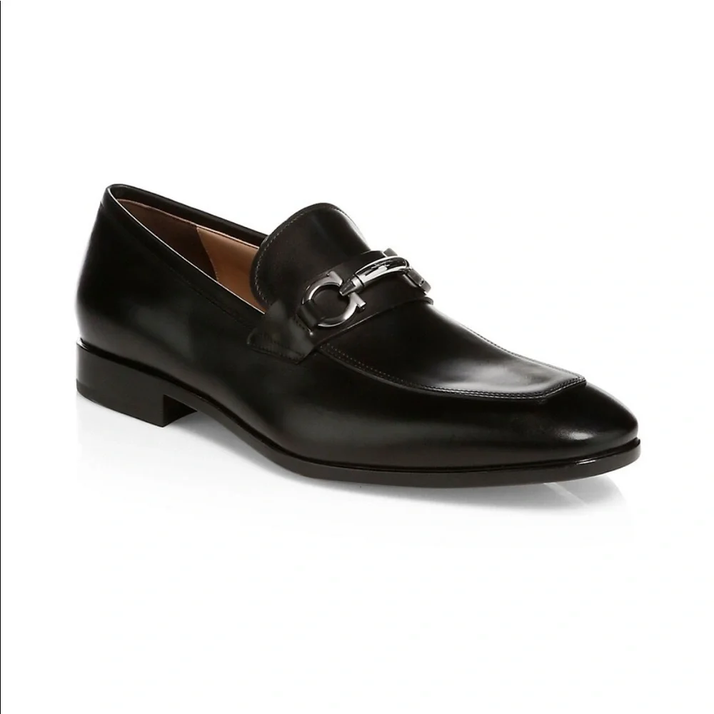Salvatore Ferragamo Benford Loafers Black Leather Dress Shoes Men's Size 8